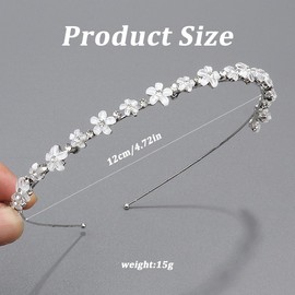 Brautstirnband Hochzeit Haarband Kunstperle Strass, Braut-Blumen-Tiara, Haarbänder für die Braut mit Strass-Kristallperlen, Braut-Stirnbänder mit Strass-B
