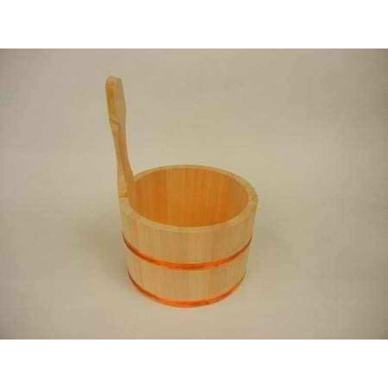 IPPINKA Natural Japanese Hinoki Wood Bath Bucket with Handle