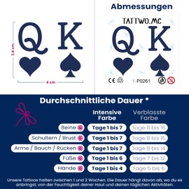 Tattwo.me - 2 Week Waterproof Temporary Plant-Based Tattoos - Heart Lady of Spades King (Cutable) - EU Compliant - Plant Based Ink - Tattoo Base Size: 5 x 5 cm (P0261)