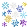 48pcs Snowflake Cutouts Glitter Paper Snowflakes Blue Sliver Golden Purple