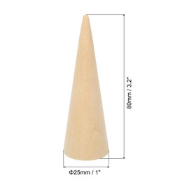 PATIKIL 80x25mm Natural Wood Corn Ring Holder Pack of 20 Finger Jewelry Display Stand Organizer Unpainted Wood Cones for DIY Crafts Wood Color