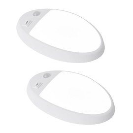 Facon 2Pack 12V DC RV Interior Light with PIR Motion Sensor & 3-Way Switch - Small Oval Pancake Ceiling Dome Light, 6000K Daylight White, ETL Listed for RV, Motorhome, Camper, Boat