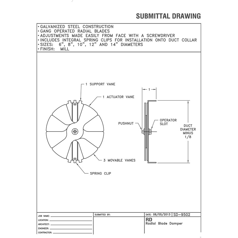 1800ceiling.com 10" Radial Damper #4944R-10