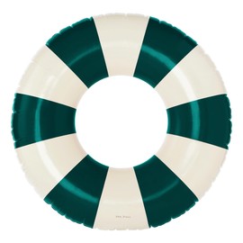 Petites Pommes Pool Tube for Adults - Durable Inner Tube, Handprinted Classic Striped Design Pool Float, Soft Comfort Seaming, Packable Floats for Travel, Dark Green, 47 inch