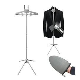 UUFCTY Garment Steamer Hanger with Ironing Glove, Portable Steamer Rack for Clothes, Garment Rack for Steaming Clothes Adjustable Handheld Hanging Ironing Clothes Stand