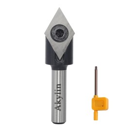 AKYLIN Reversible Plates V Groove Cutter 60 Degrees, V Groove Cutter 8 mm Shank, 4-Sided Interchangeable Carbide Blade, V Cutter Wood Woodworking Tool CNC Cutter V-Groove Cutter for Wood Engraving