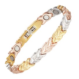 Generisch Yinox Magnetic Bracciale in Accessio inossidabile per donna, elegant braccialetto magnetico in oro per donna con magnets ad alta resistenza e scatola regalo, Stainless Steel