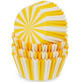 MoNiRo Paper Muffin Cases - Cupcake Baking Mould Made of Paper Motif Yellow-White Swirl - Muffin Mould - Cupcake Mould - Paper Cases - Cupcake Cases - Muffin Mould - Baking Cases - Muffin Moulds