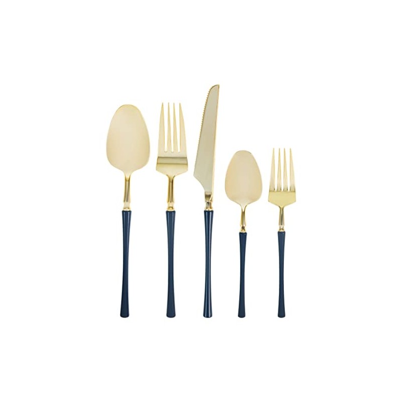 Blue Sky Infinity Flatware Gold & Navy Blue Soup Spoons
