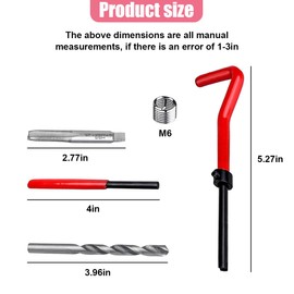 UHANBUT 30PCS M6 x 1.0mm Thread Repair Insert Kit, Car Stainless Steel Helicoil Coil Compatible Hand Tool Set, Portable Metric Rethreading Accessories for Auto Repairing