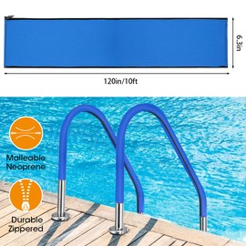 Pool Handrail Cover, 10 Feet Swimming Pool Hand Railing Covers with Zipper Non Slip Anti-Scald Safety Rail Grip Handles Sleeve for Swimming Pools Inground Ladder Hand Rail Grips-Blue