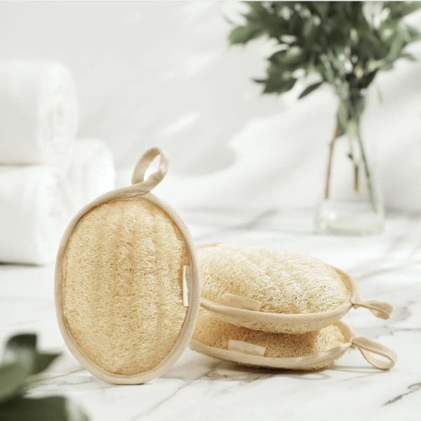 Plant-Based Natural Loofah Sponge Exfoliating Body Scrubber, Made with Eco-Friendly