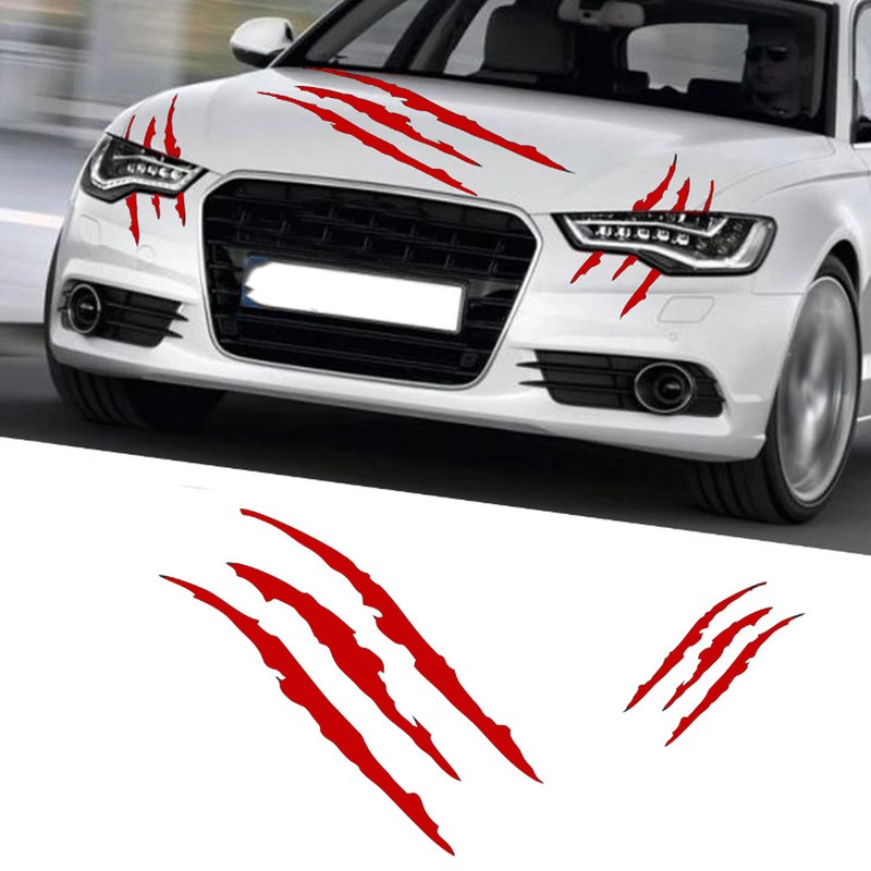 2Pcs Car Hood Cover Sticker Claw Mark Style Universal Engine