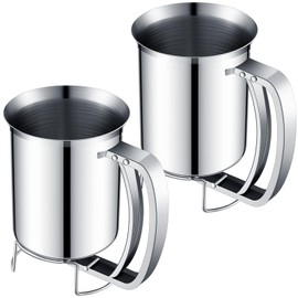 Yiyiring 2 Pcs 800 ml Stainless Steel Pancake Batter Dispenser Pancake Mix Dispenser with Handle Cupcake Dispenser for Batter Muffins Waffles Baking Cooking