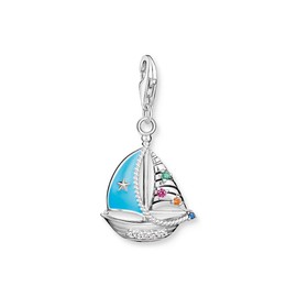 THOMAS SABO Sail Boat Charm Pendant Recycled 925 Sterling Silver 1927-340-7, Silver, Cubic Zirconia