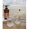 2 piece Simple Transparent Vertical-Striped Bathroom Glass Toothbrush Cup and
