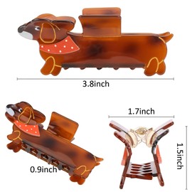 Dachshund Gifts for Women, Hapdoo Acetate Animal Dachshund Dog Hair Clips for Puppy Lovers, Mother's Day Gifts for Her Cute Pet Hair Accessories Stocking Stuffers for Christmas Birthday, Red Scarf