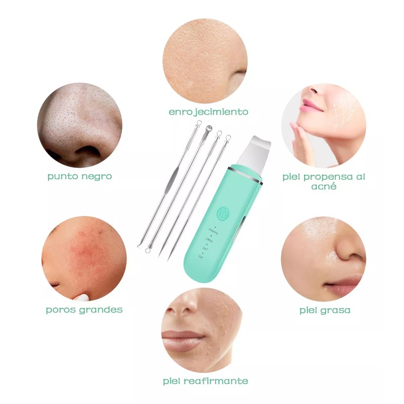 Monstyle Limpiador Facial Skin Scrubber Peeling Ultrasónico Portátil