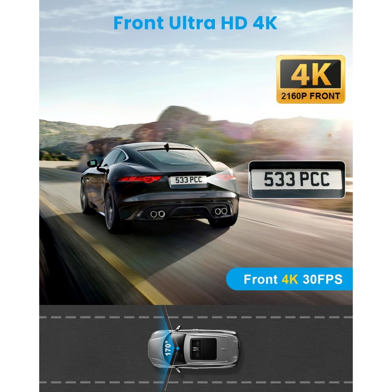 Dash Cam 4K Front, Ultra HD Dash Camera for Cars,