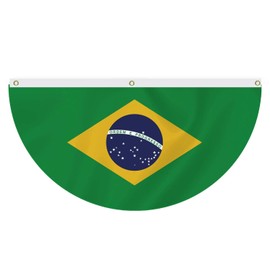 1.5x3 FT Brazil Fan Bunting Flag,18x36 In Brazilian Semi Round 100D Outdoor Banner,Novel Decor for Garden Yard Window Car Boat Balcony with Brass Grommet