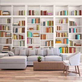 FENDROM White Bookshelf Tapestry Bookcase Tapestry Home Office Tapestry Video Conference Tapestry Study Room Tapestries Wall Hanging Art for Bedroom Living Dorm Decor