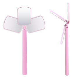 Miuffue Flexible Large Square Lash Mirror, 260°Rotation Folding Portable Eye Mirror for Eyelash Extensions, Adjustable for Easy Check, Lash Extension Supplies and Tool for Lash Techs, Pink