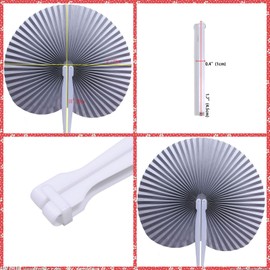 Bestage 12 Pieces Folding Hand Paper Fans Handheld,Silver Round Foldable Decorative Wedding Fans Chinese and Japanese Fans Bulk for Bridal Guest Church Party Favors Dancing Birthday DIY