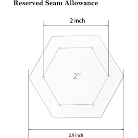 7 Pieces Hexagon Quilting Template with 1/4 Inch Seam Allowance, Hexagon Acrylic Quilting Rulers and Templates for Sewing DIY Manual Crafts Including 1 Inch*2, 1.5 Inch*2, 2 Inch, 3 Inch, 5 Inch