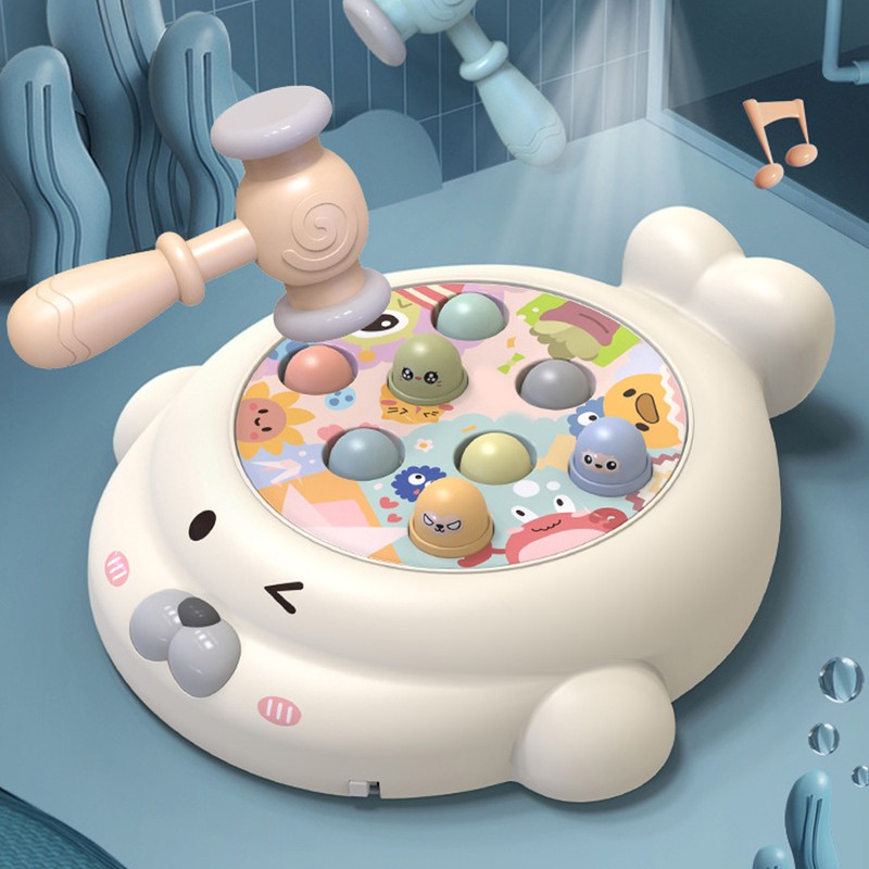 Kids Interactive Whack Toy Educational Sound Light Animal Shape Hammering