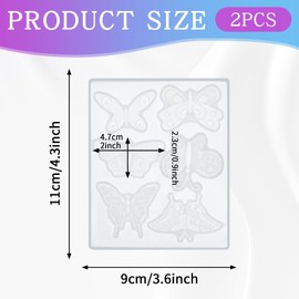 2 Pack Butterfly Silicone Mold 3D Butterfly Epoxy Resin Mold Butterfly Resin Mold 6 Styles Butterfly Jewelry Pendant Mold for Keychain Earring Necklace Brooch Crafts DIY Gifts(2)