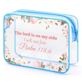 Christian Gifts for Girl Clear Makeup Bag Inspiration Religious Gifts for Female Friend Christian Baptism Gifts for Daughter Bible Verse Salm 118:6 Cosmetic Bag Christian Decorative Toiletry Bag