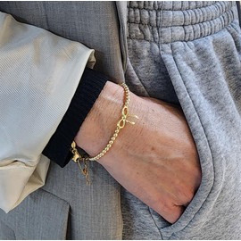 Anela 14kt Gold Filled Beaded Bow Bracelet for Women, Ribbon Bracelet with Gold Filled Beads, Gift Idea, Stretchy to Fit, Made in USA (6.5)