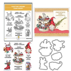 Christmas Clear Stamp Set Reusable Clear Silicone Stamps with Pumpkins, Skulls, Bats, Santa Claus and Holiday Designs for Cards, Scrapbooking, journaling and DIY templates (Christmas Snack Shop)