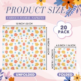Crtiin 36 Pack 9 Styles Decoupage Napkins Assorted Floral Decorative Decoupage Napkins Chinoiserie Cocktail Paper for DIY Crafting Birthday Party, Each Unfolded 13 Inch (Little Colorful Floral)