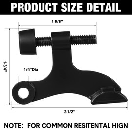 Chumia 48 Pieces Hinge Pin Door Stops Satin Brushed Door Stopper Adjustable Heavy Duty Hinge Door Stopper with Rubber Bumper Tips (Black)