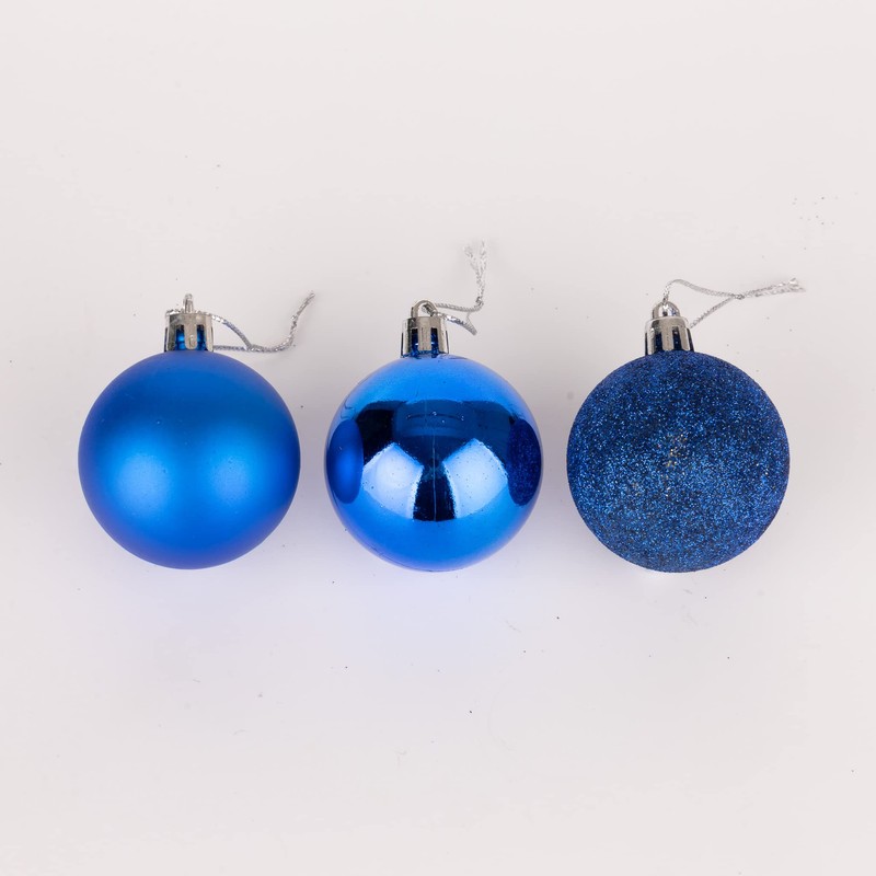 60mm/6Pcs Christmas Baubles Shatterproof Blue, Christmas Tree Decorations Ball Ornaments