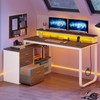 DWVO L Shaped Desk with Drawers, 55" Corner Computer Desk