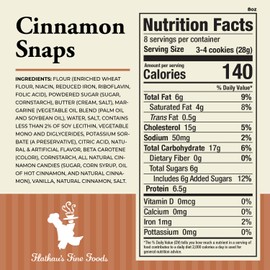 Flathau’s Fine Foods, Gourmet Shortbread Cookies, Handcrafted All Natural Artisan Bites, Southern-Baked Sweet Snaps with a Buttery Finish (Cinnamon Snaps, 8oz)