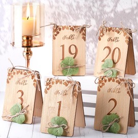 Chunful Wooden Table Numbers for Wedding Reception 1-20 Rustic Wedding Table Numbers Signs for Party Bridal Shower Banquet Restaurant Tables Centerpieces Decoration 4'' x 6'' (Eucalyptus)