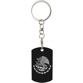 Llavero de la bandera de México para hombres y mujeres, llavero de metal de aluminio, gran regalo, negro, talla única, Negro, One Size