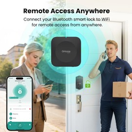 GHome Smart G2B WiFi Gateway for Bluetooth Smart Locks, Compatible with GHome & Tuya App, WiFi Bridge & Hub for Remote Access, Remote Unlock, Alexa & Google Home, 2.4GHz & 5GHz WiFi, Easy to Set