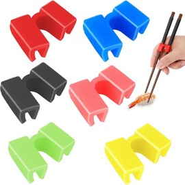 6 Pairs Reusable Chopsticks Helper,Chopsticks Trainer Training Chopsticks for Adults Training Chopstick Hinges Connector, Non-Slip and Portable Practice Chopsticks(Black) - Color: Rainbow