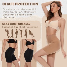 eumygrl Slip Shorts for Women, Seamless Tummy Control Shapewear Shorts for Under Dresses Bronze Medium