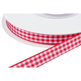 Ribbonitlux Width 0.3 inch (9 mm), Checkered Ribbon, Length 87.6 ft (22 m), Crafts, Clothing, Wrapping, Bowknot Ribbon #250 Red