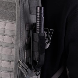 VIPERADE MOLLE flashlight bag, flashlight holder for the duty belt, nylon flashlight holster Molle bag for horizontal and vertical carry, universal fit for standard size flashlights-Black