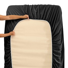 Hearth & Harbor Extra Deep Pocket Full Size Sheets Set - 4 Piece Hotel Luxury Bed Sheets Set Fits Up to 24" Mattress - Ultra Soft Luxury Bed Sheet Set - Soft & Breathable, Black