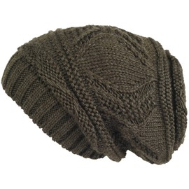 Lilax Knit Slouchy Oversized Soft Warm Winter Beanie Hat Dark Olive