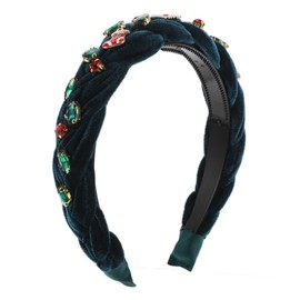 OHPHCALL Merry Christmas Headwear Rhinestone Headband with Snowflakes Stockings for Holiday Events