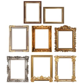 Kichvoe 8pcs Vintage Photo Frames Wall Stickers, Picture Frames Wall Decals Antique Baroque Miniature Photo Frame Wall Hanging Photo Frame Decoration