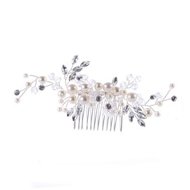 TOVINANNA Bridal Headdress Comb Wedding Hair Comb Pearls and Rhinestones Hair Accessories for Women for Weddings